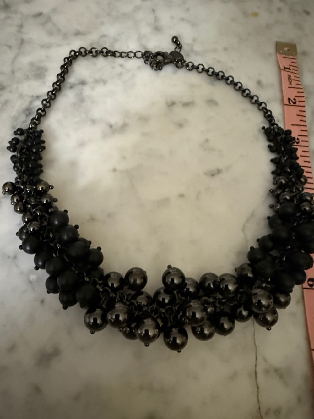 Lia Sophia Black Cluster Bib Necklace